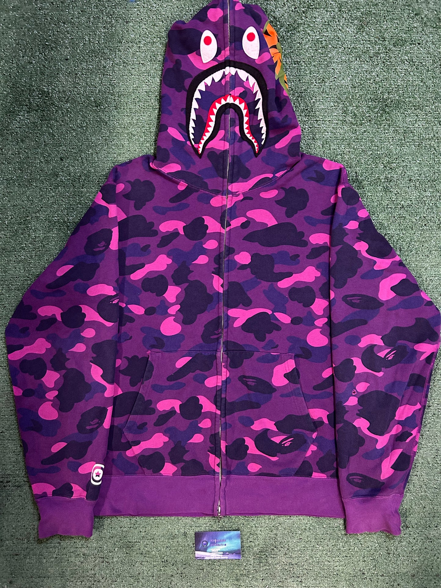 Bape purple camo shark hoodie