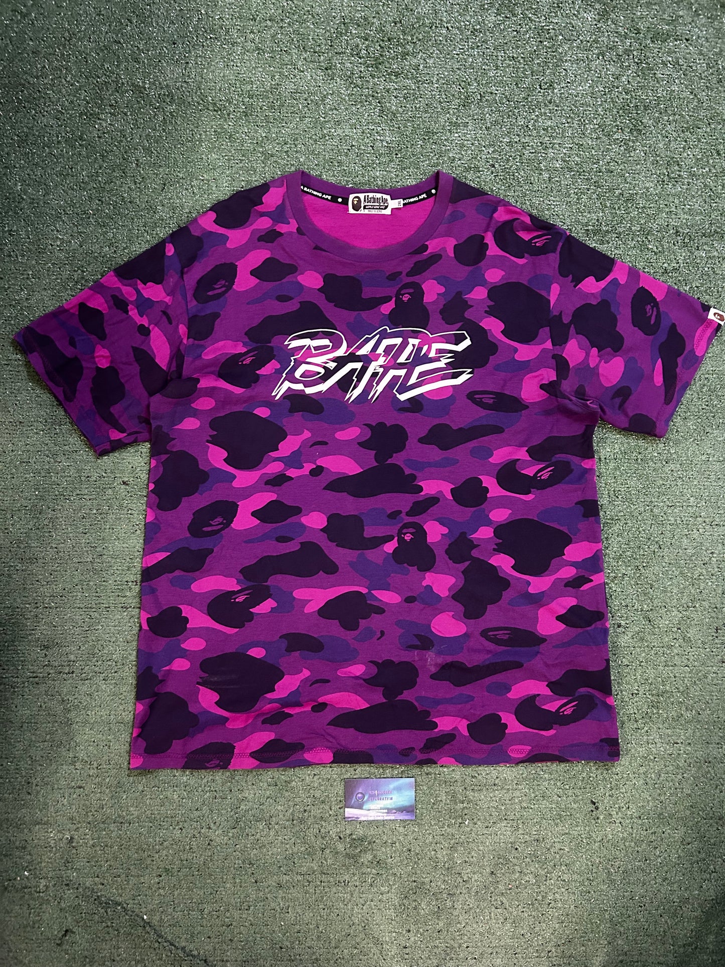 Bape purple camo logo tee