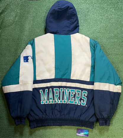 Vintage 1990s Seattle Mariners logo athletic puffer jacket