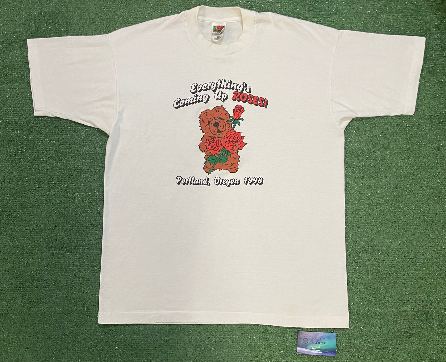 Vintage 1990s Everything coming up roses Portland Oregon tee