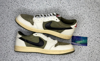 Jordan 1 Low Travis Scott Medium Olive 9.5 Men/11 Women “Preowned”