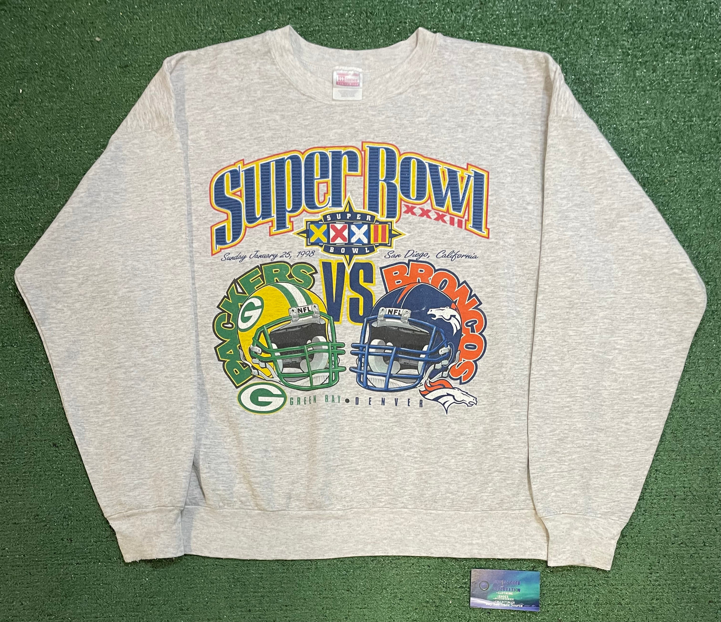Vintage 1990s Super Bowl 32 Green Bay packers vs Denver broncos crewneck