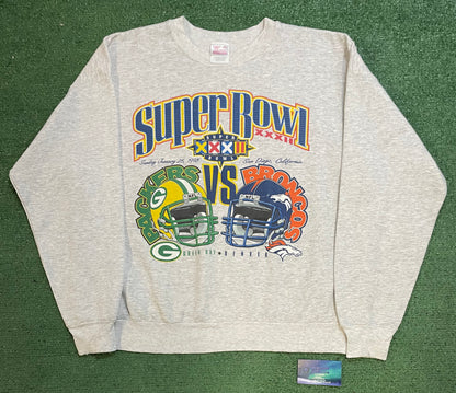 Vintage 1990s Super Bowl 32 Green Bay packers vs Denver broncos crewneck