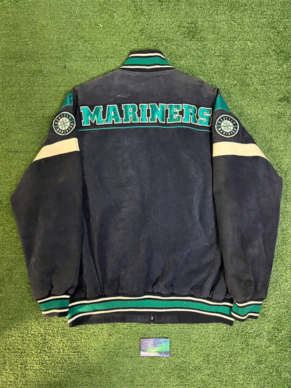 Vintage 1990s Seattle mariners leather and suede jacket