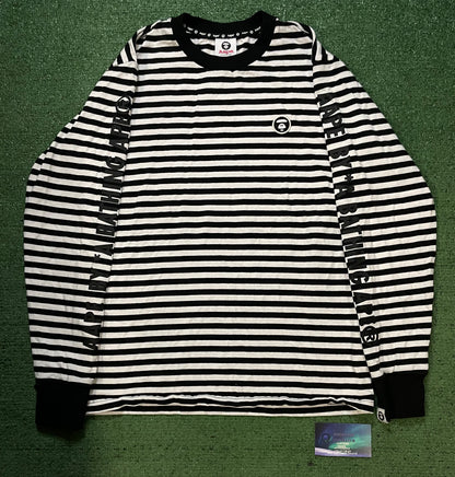 AAPE by A Bathing Ape black and white striped long-sleeve
