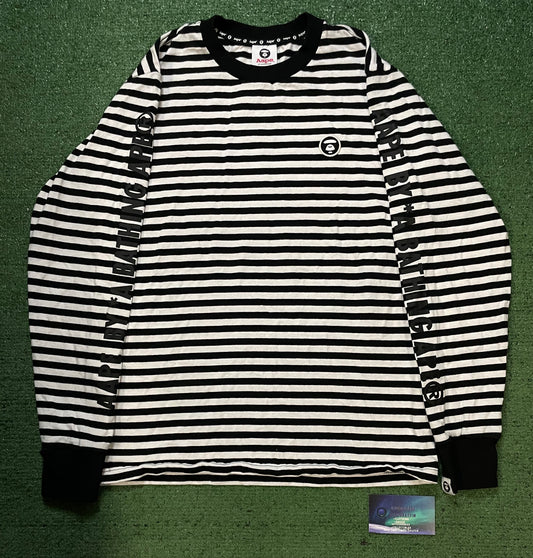 AAPE by A Bathing Ape black and white striped long-sleeve