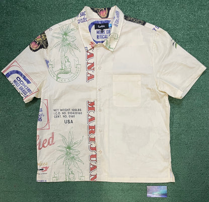 Cookies Cuban Link Beige Button Up Shirt