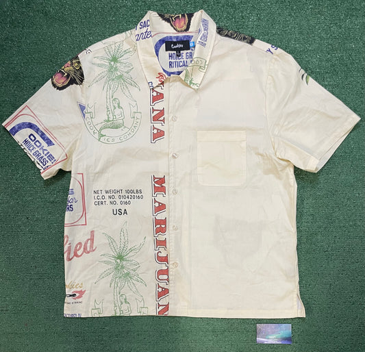 Cookies Cuban Link Beige Button Up Shirt