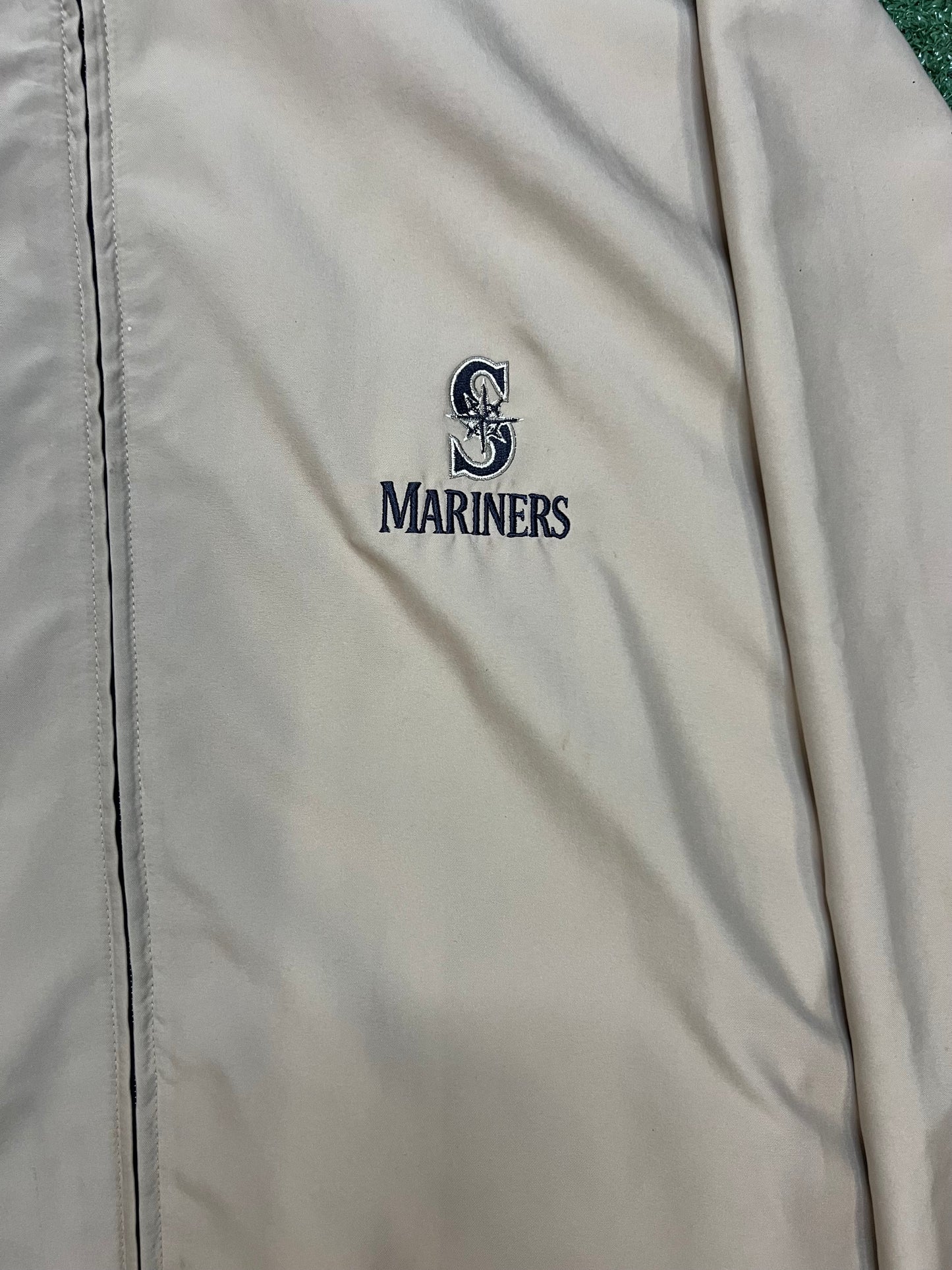 Vintage 1990s Seattle Mariners  embroidered tan zip up jacket