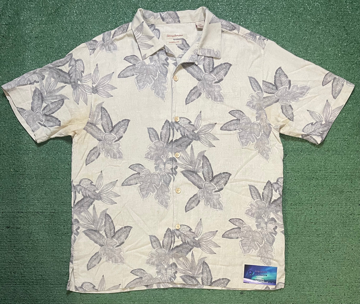 Tommy Bahamas floral silk short sleeve button up