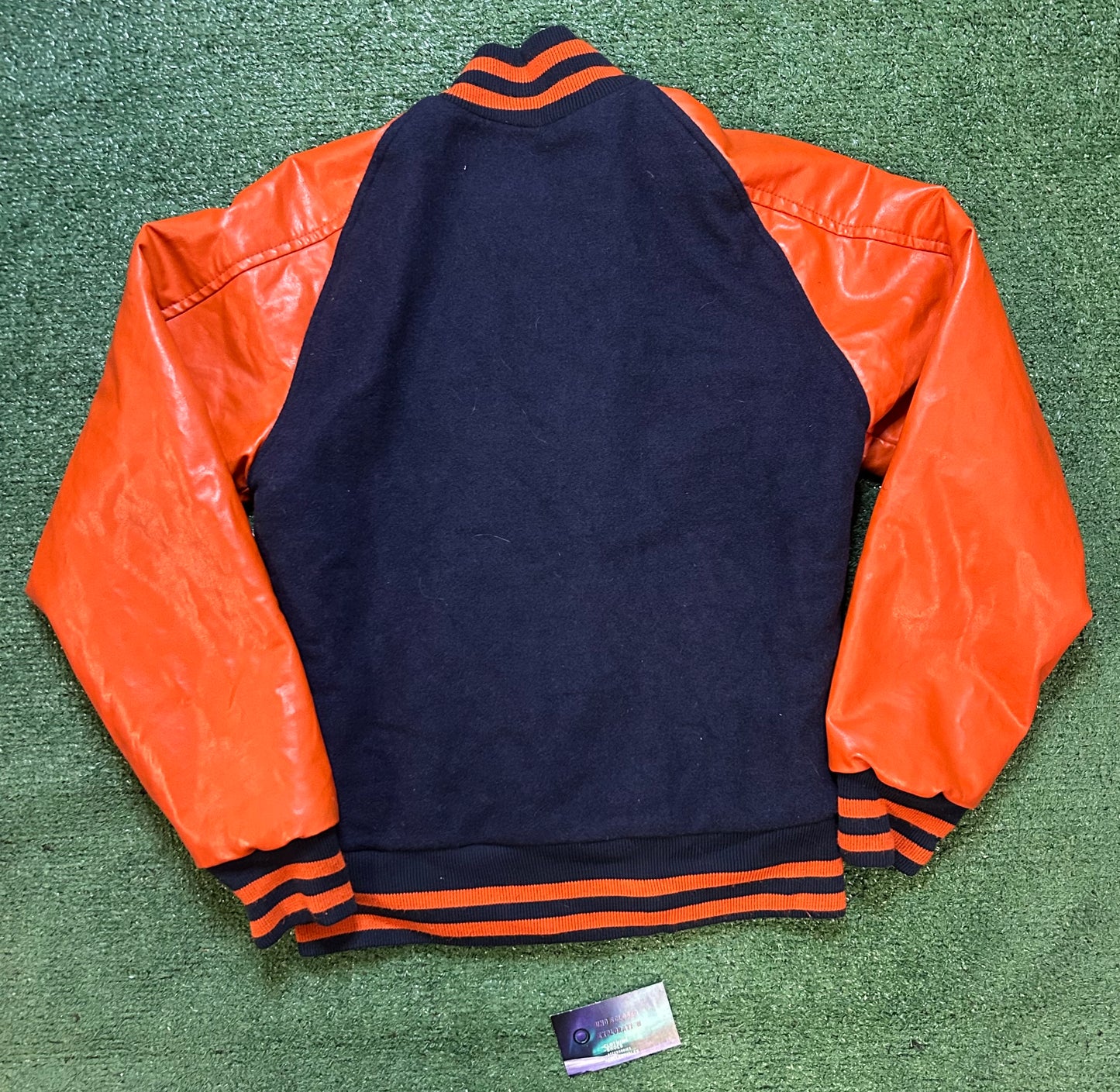 Vintage 1990s navy and orange varsity jacket