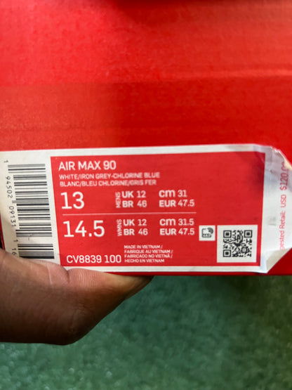 Nike air max 90 chlorine size 13men/14.5women