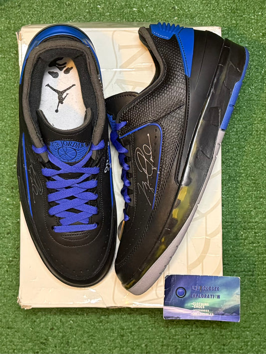 Jordan 2 Off White Black Blue 10.5 Men/12 Women “Preowned”