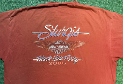 Vintage 2000s Harley Davidson sturgis orange tee
