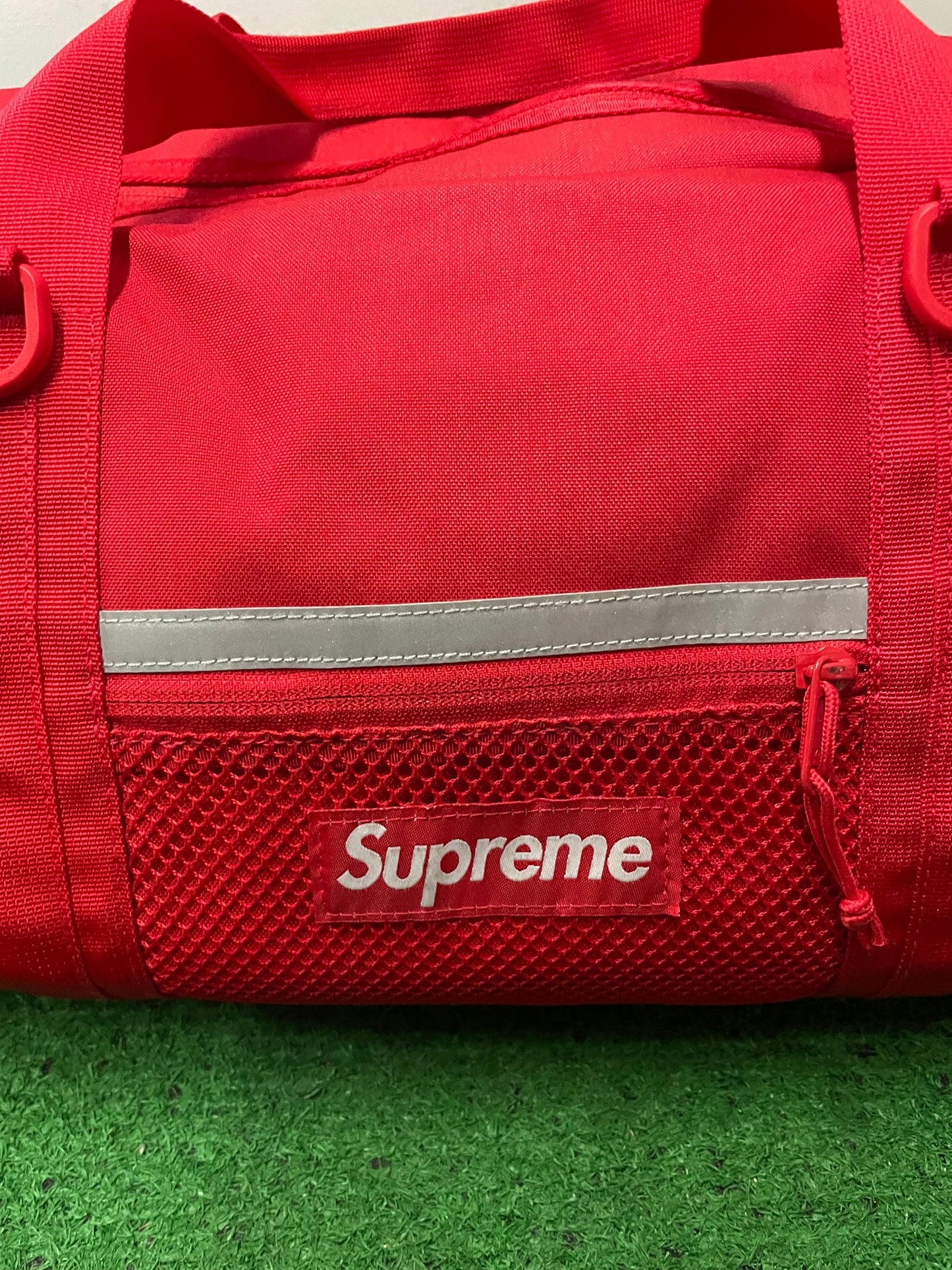 Supreme red duffle bag FW24