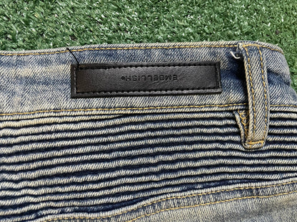 Embellish light wash biker jeans