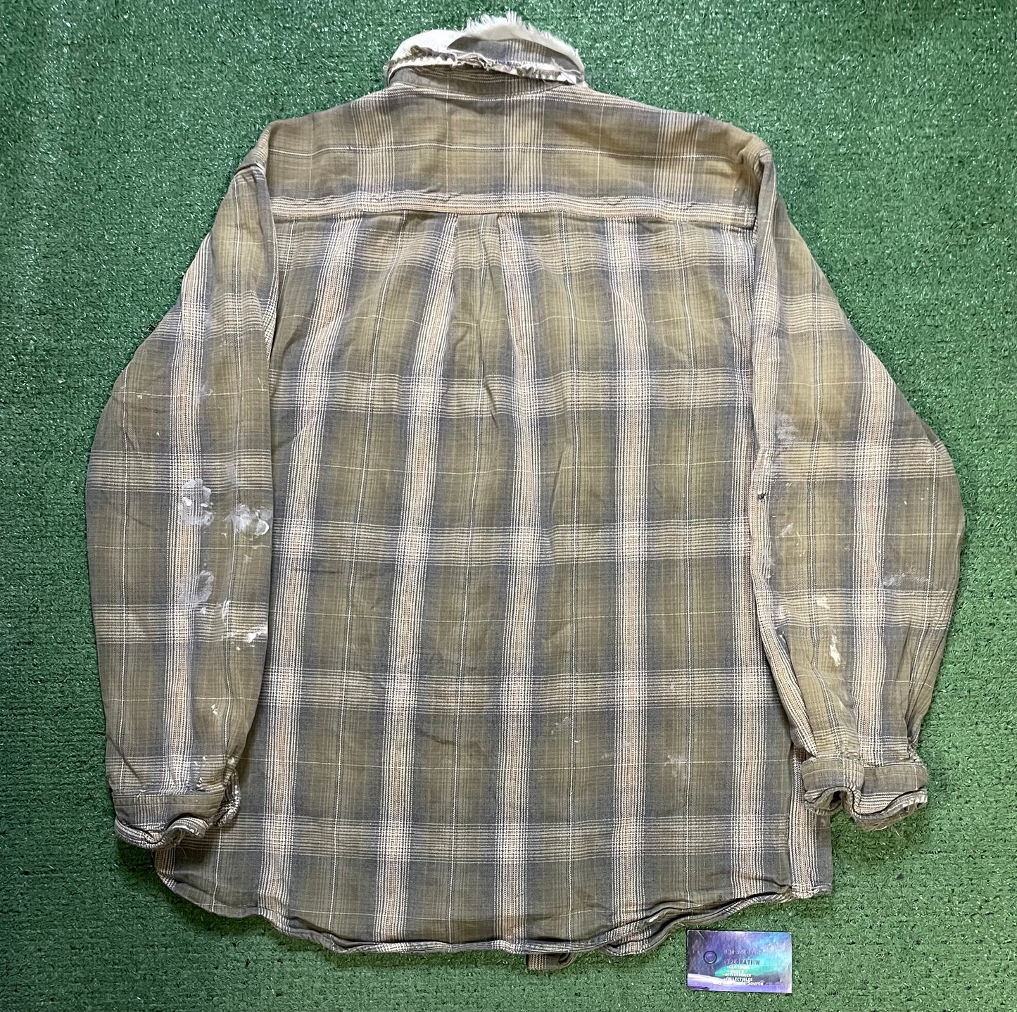 Carhartt distressed green & beige flannel