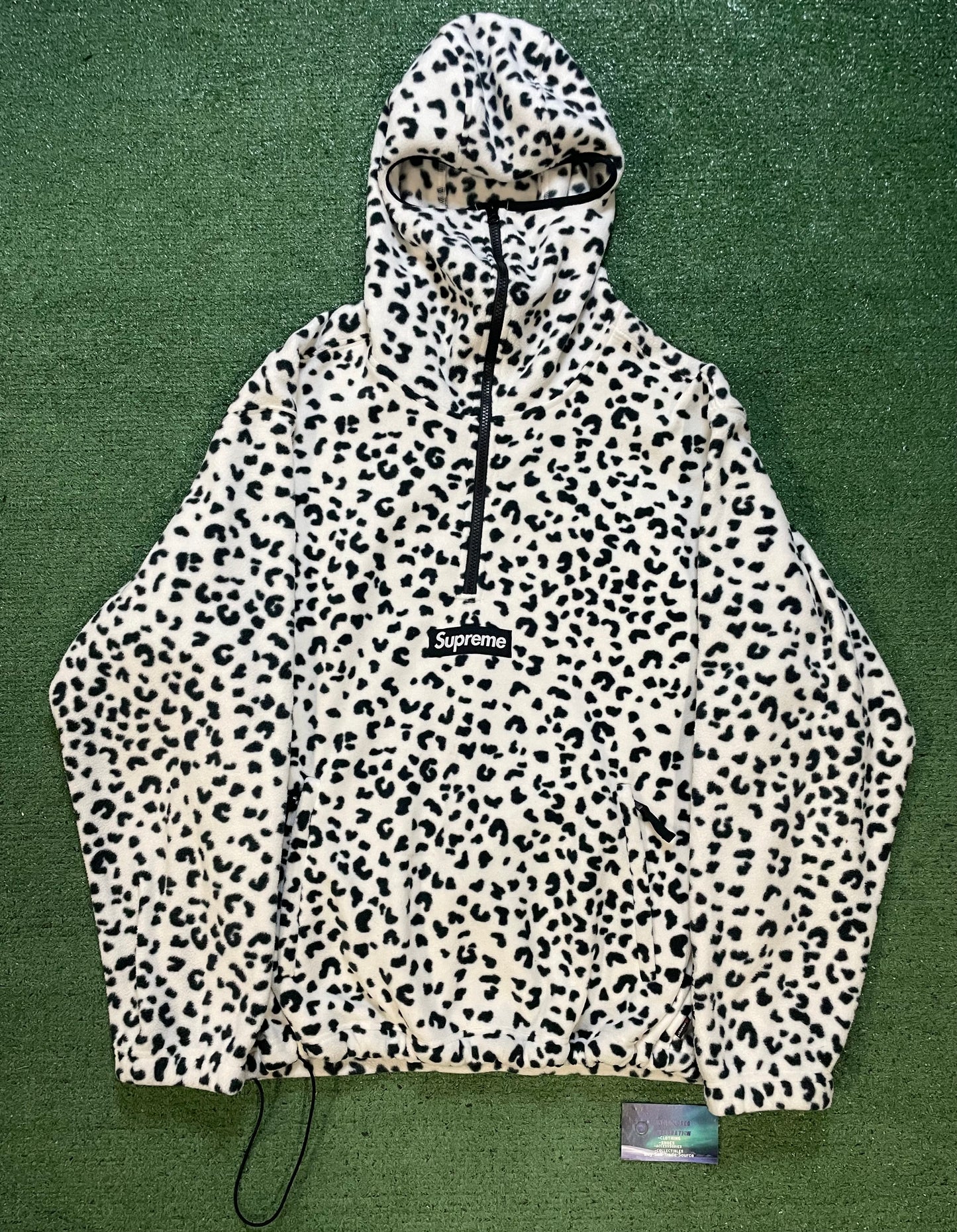 Supreme polartec face mask half zip snow leopard