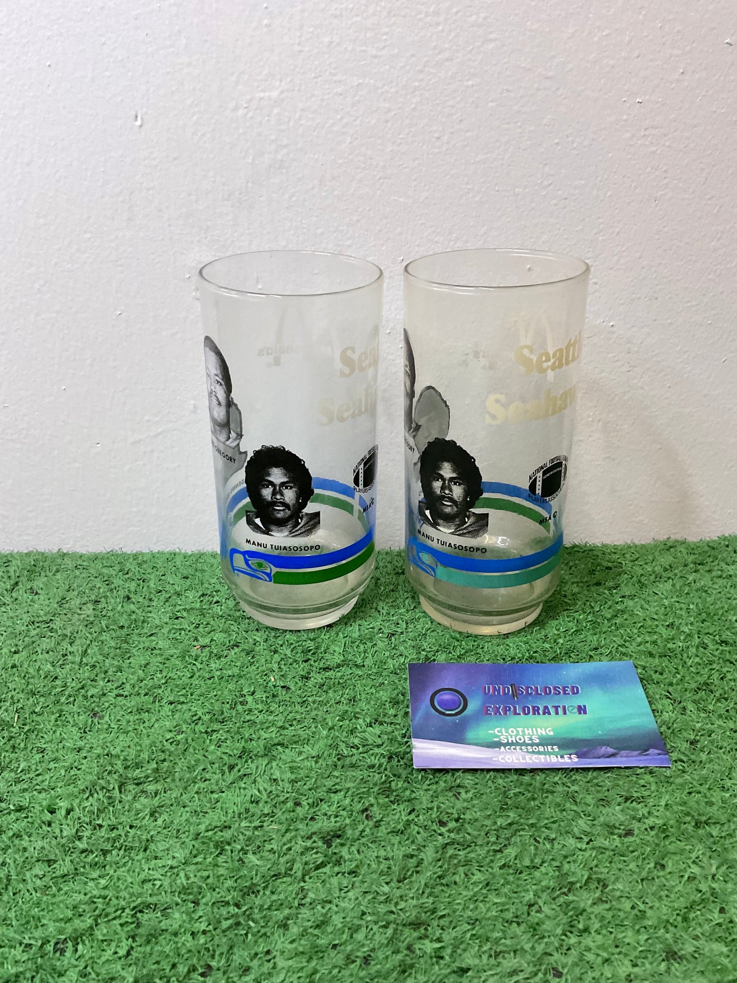 Vintage Seattle Seahawks 1970s Bill Gregory Denis Boyd Manu Tuiasosopo Glass Cup Set