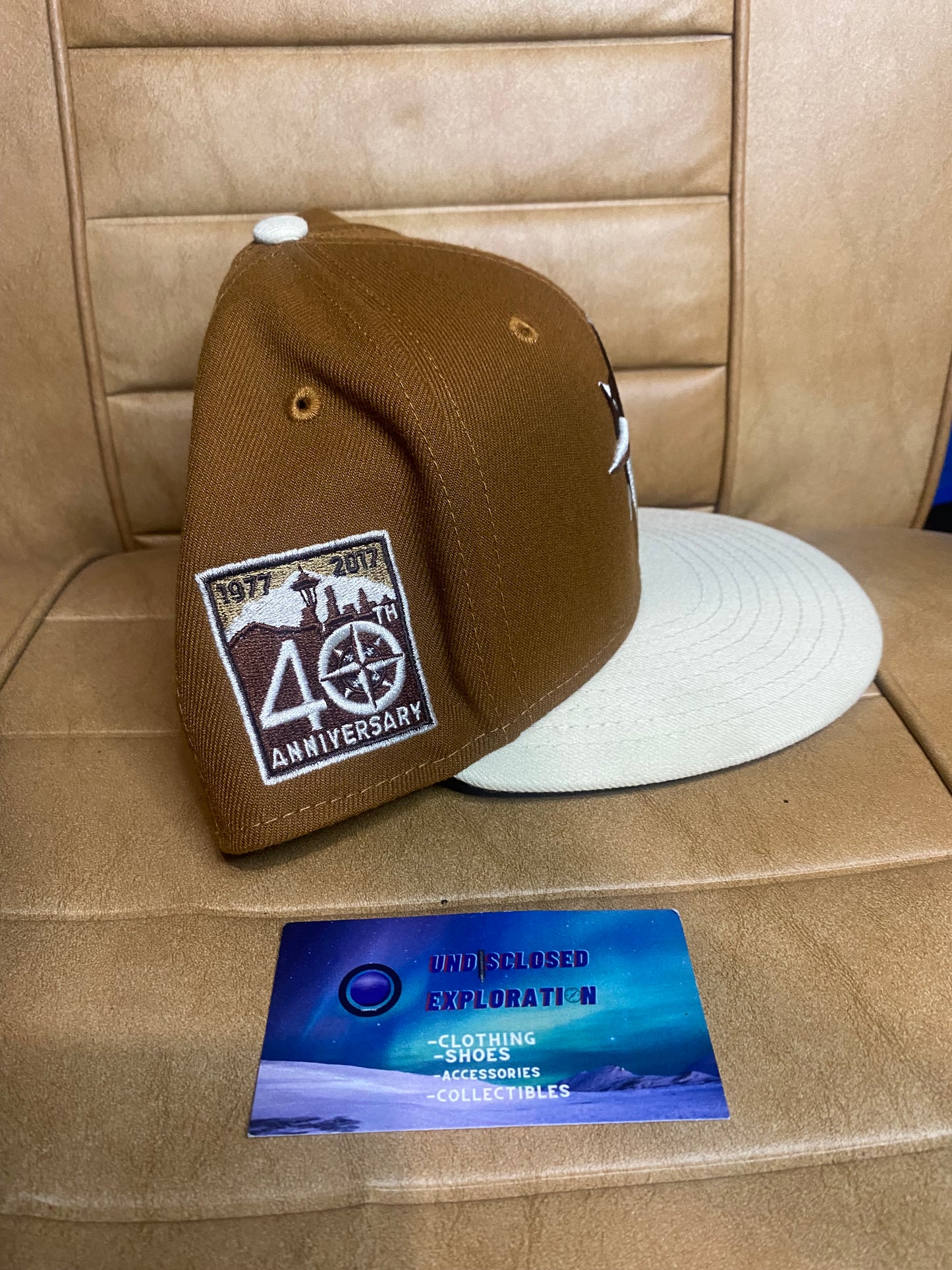 New Era Seattle Mariners Brown 40Th Anniversary Patch Fitted Hat Cap 7 5/8