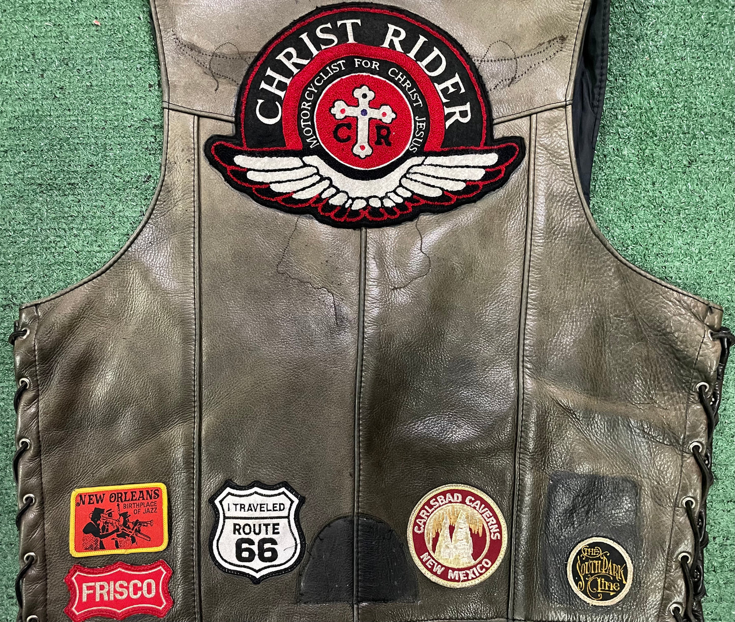 Vintage 1980s Christ rider motorcycle patch vest
