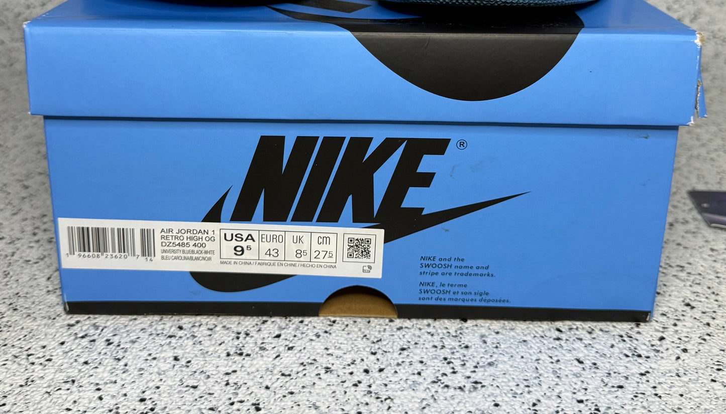 Jordan 1 UNC Toe 9.5 Men/11 Women “Preowned”