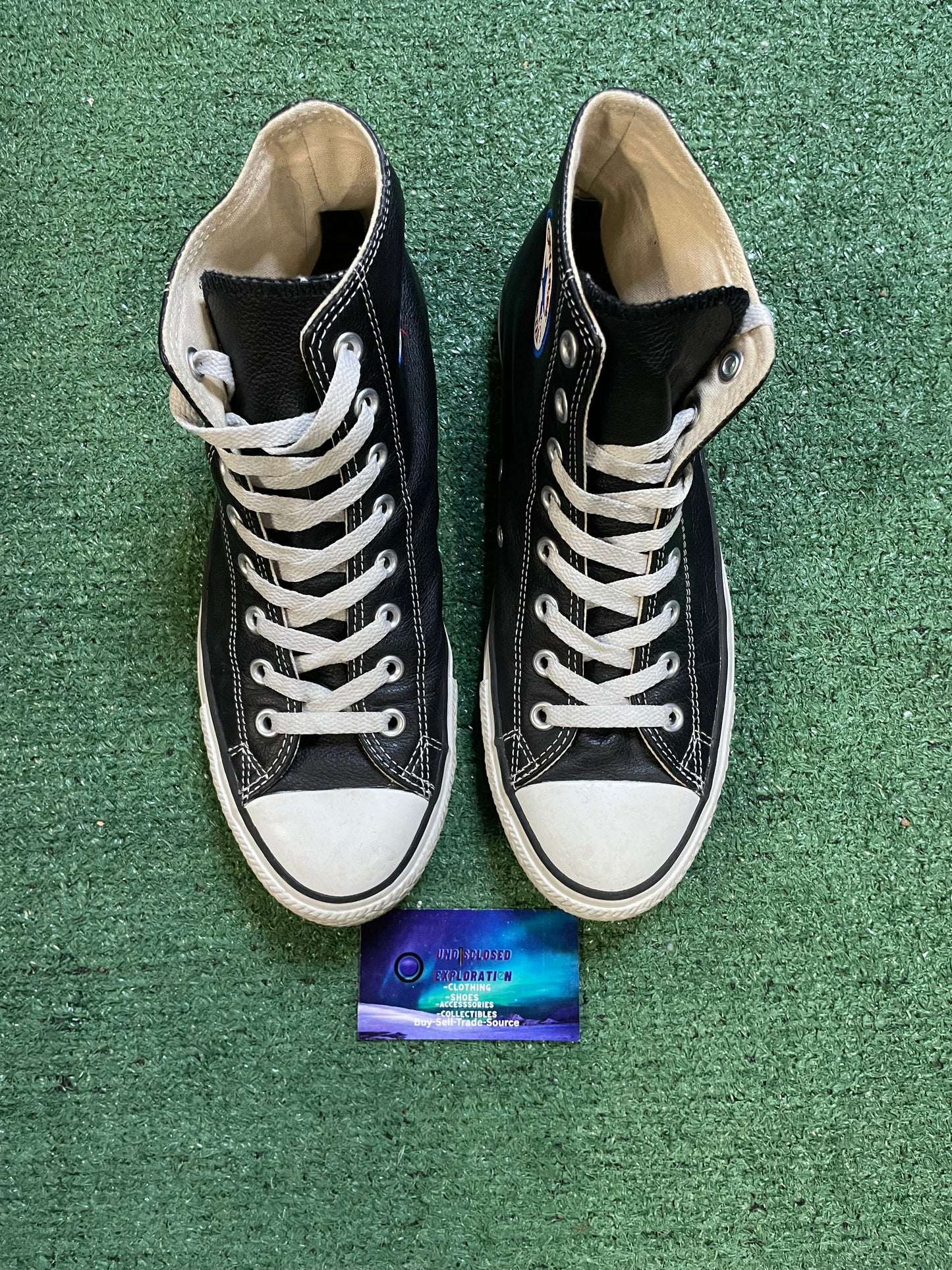 Converse black leather high size 7.5men/9women