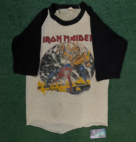 Vintage 1980s Iron Maiden number of the beast world tour tee
