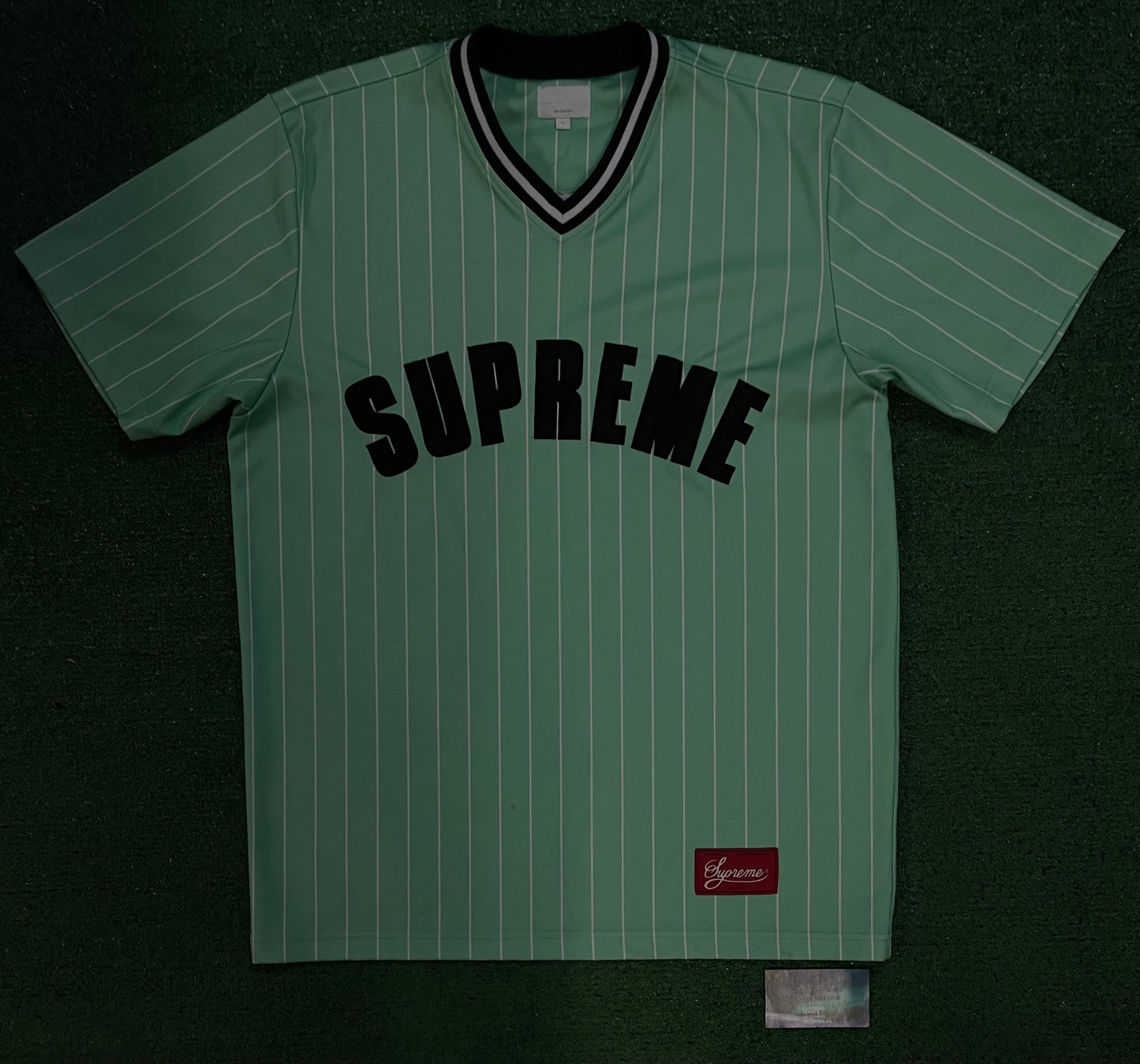 Supreme pinstripe baseball mint jersey