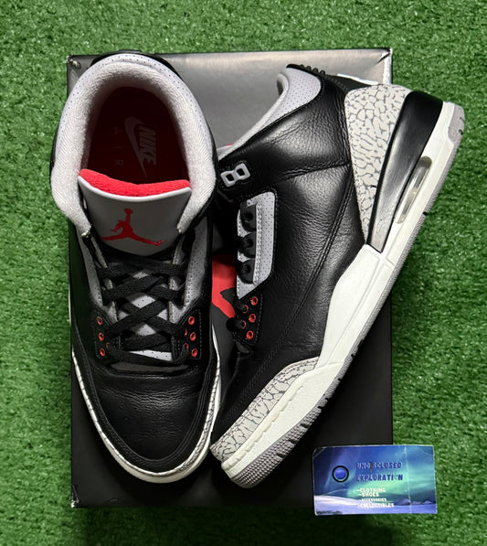 Jordan 3 Black Cement 10 Men/11.5 Women “Preowned”