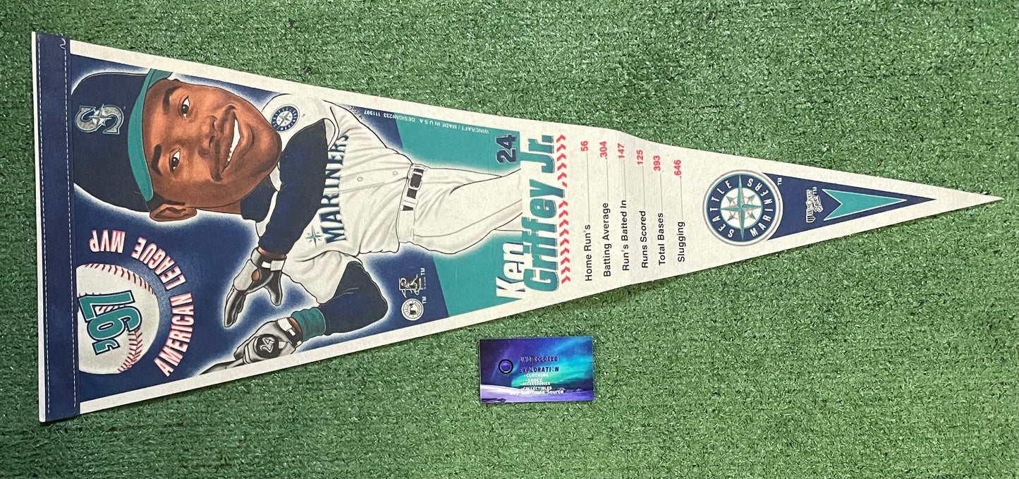 Vintage 1990s Seattle Mariners American League MVP Ken Griffey jr pennant