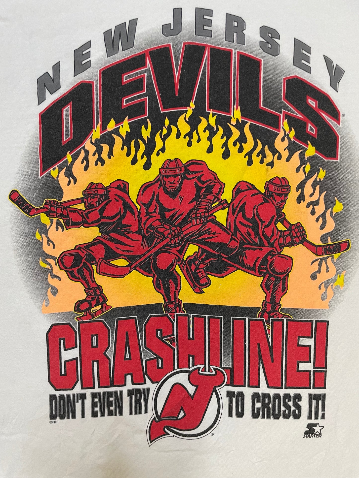 Vintage 1990s New Jersey Devils crash line tee