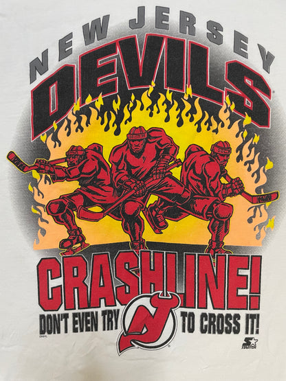 Vintage 1990s New Jersey Devils crash line tee