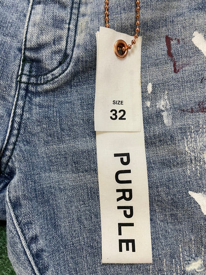 Purple brand paint splatter jeans