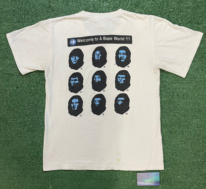 Vintage 1998 Bape Worldwide bapeheads show welcome  to a bape world tee