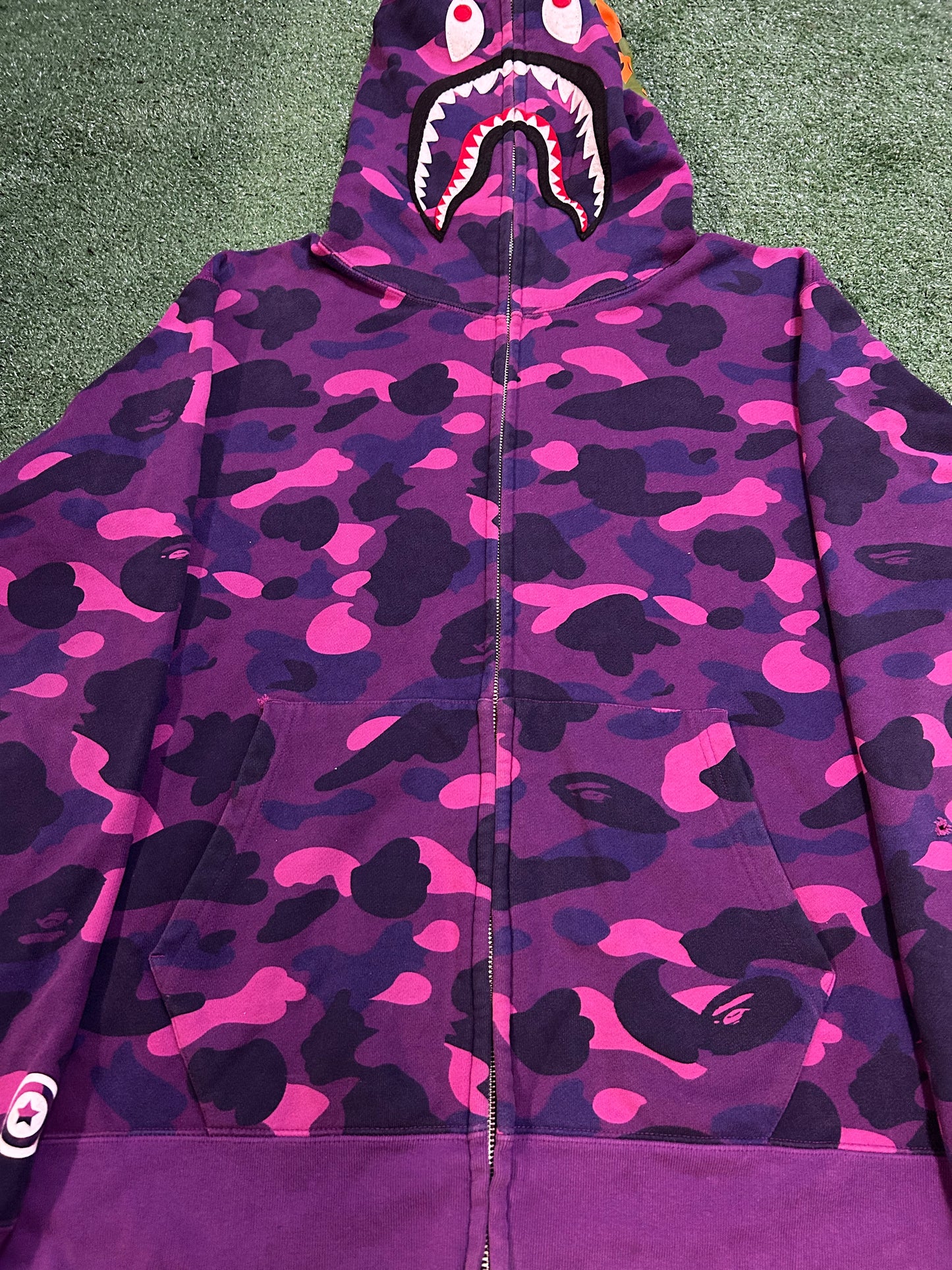 Bape purple camo shark hoodie