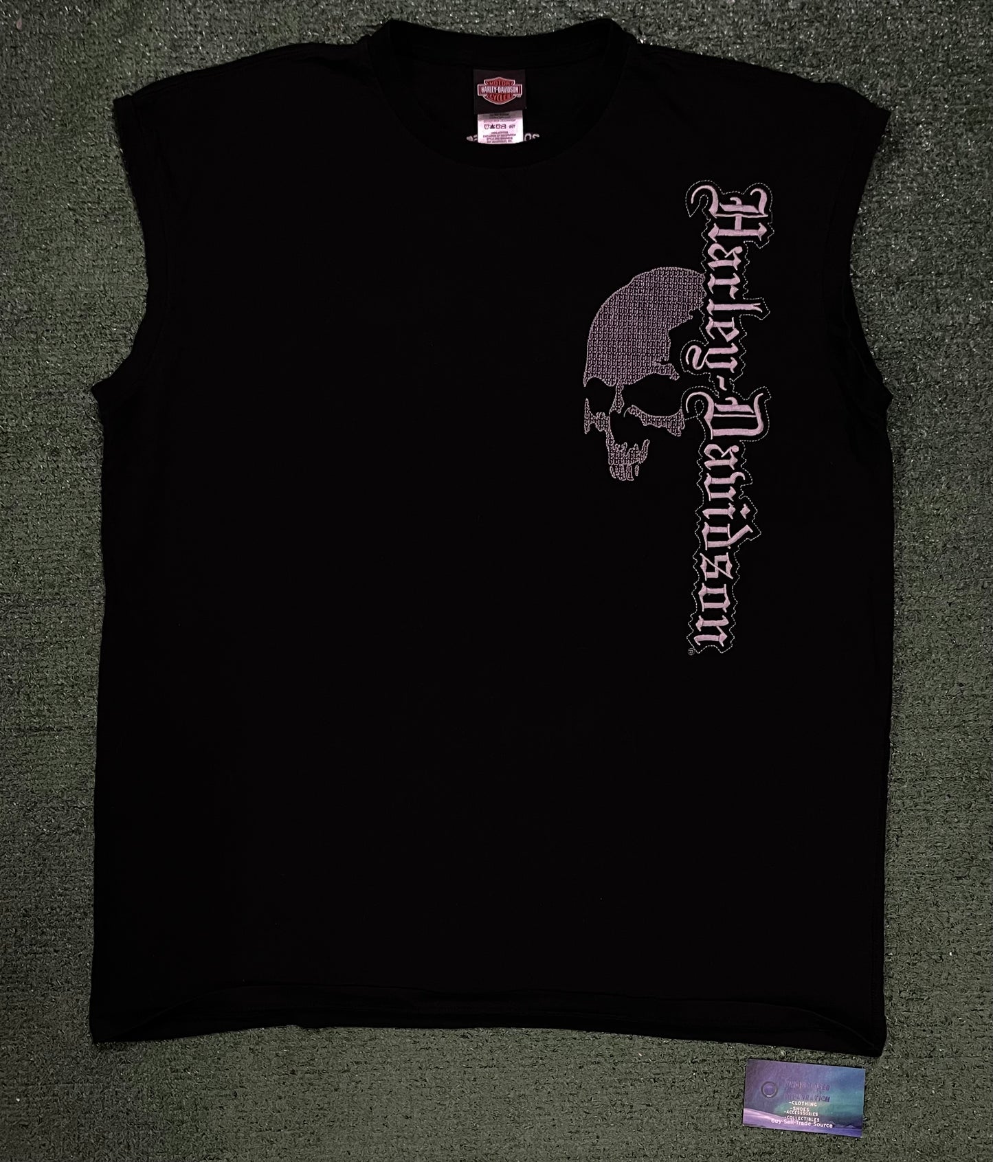 Vintage Harley Davidson embroidered skull cutoff Texas tee