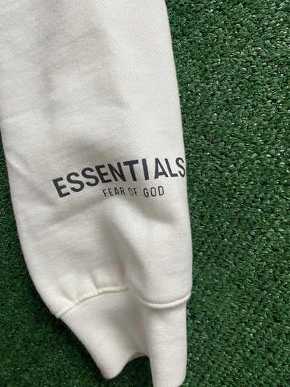 Fear of god essentials white hoodie