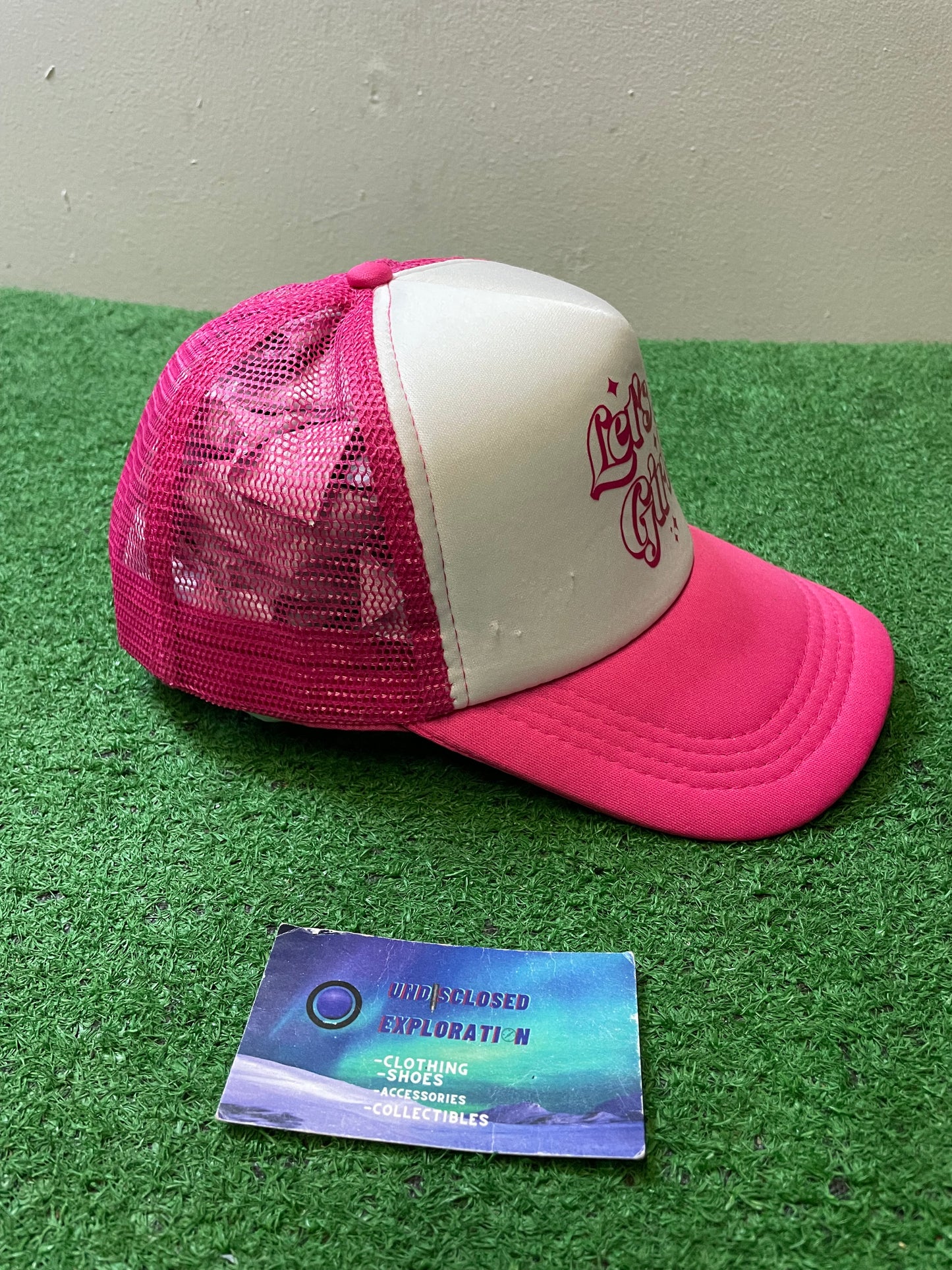 Let’s go girls pink and white hat