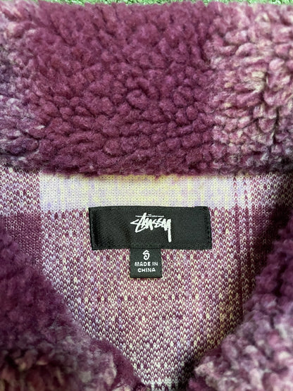 Stussy Shadow Plaid Zip Sherpa berry jacket