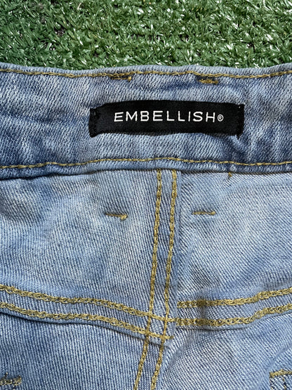 Embellish light wash distressed jeans