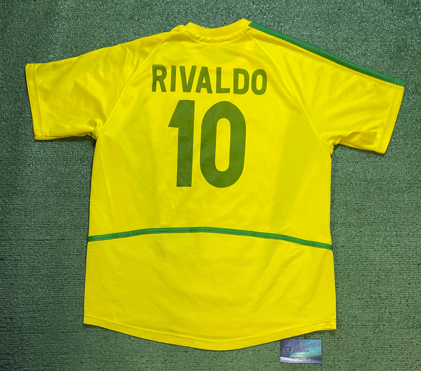 Nike Brazil green and yellow soccer Rivaldo #10 jersey