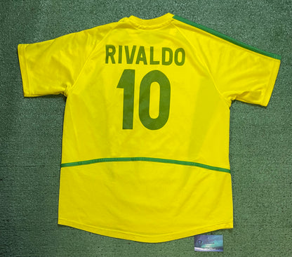Nike Brazil green and yellow soccer Rivaldo #10 jersey