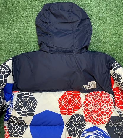 The North Face Nuptse 700 blue IC geo print jacket