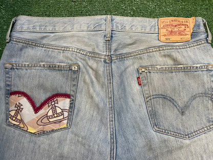 Vintage Levi light wash Vivienne westwood custom jeans