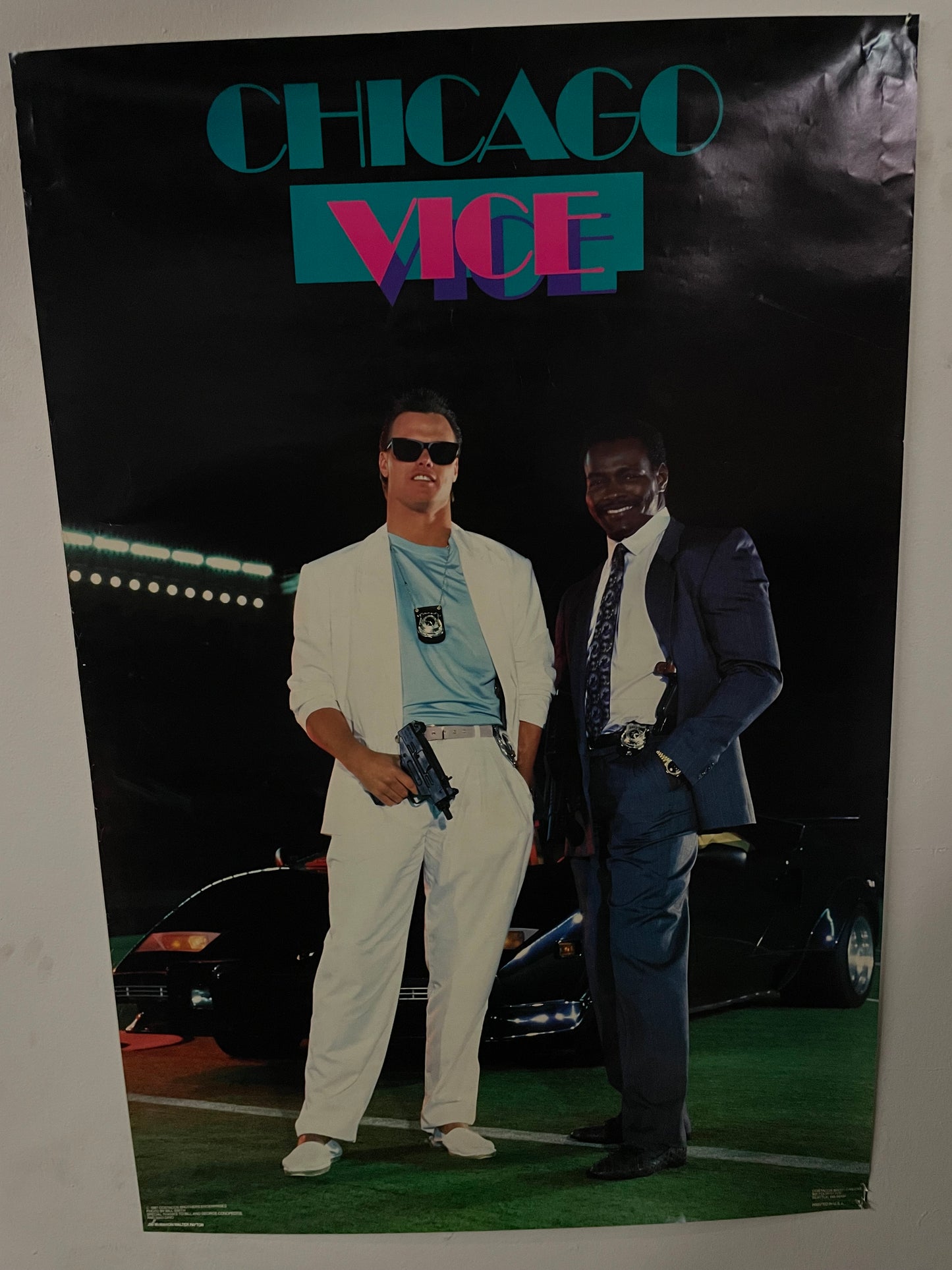 Vintage 1980s Walter Payton & Jim McMahon Chicago vice poster
