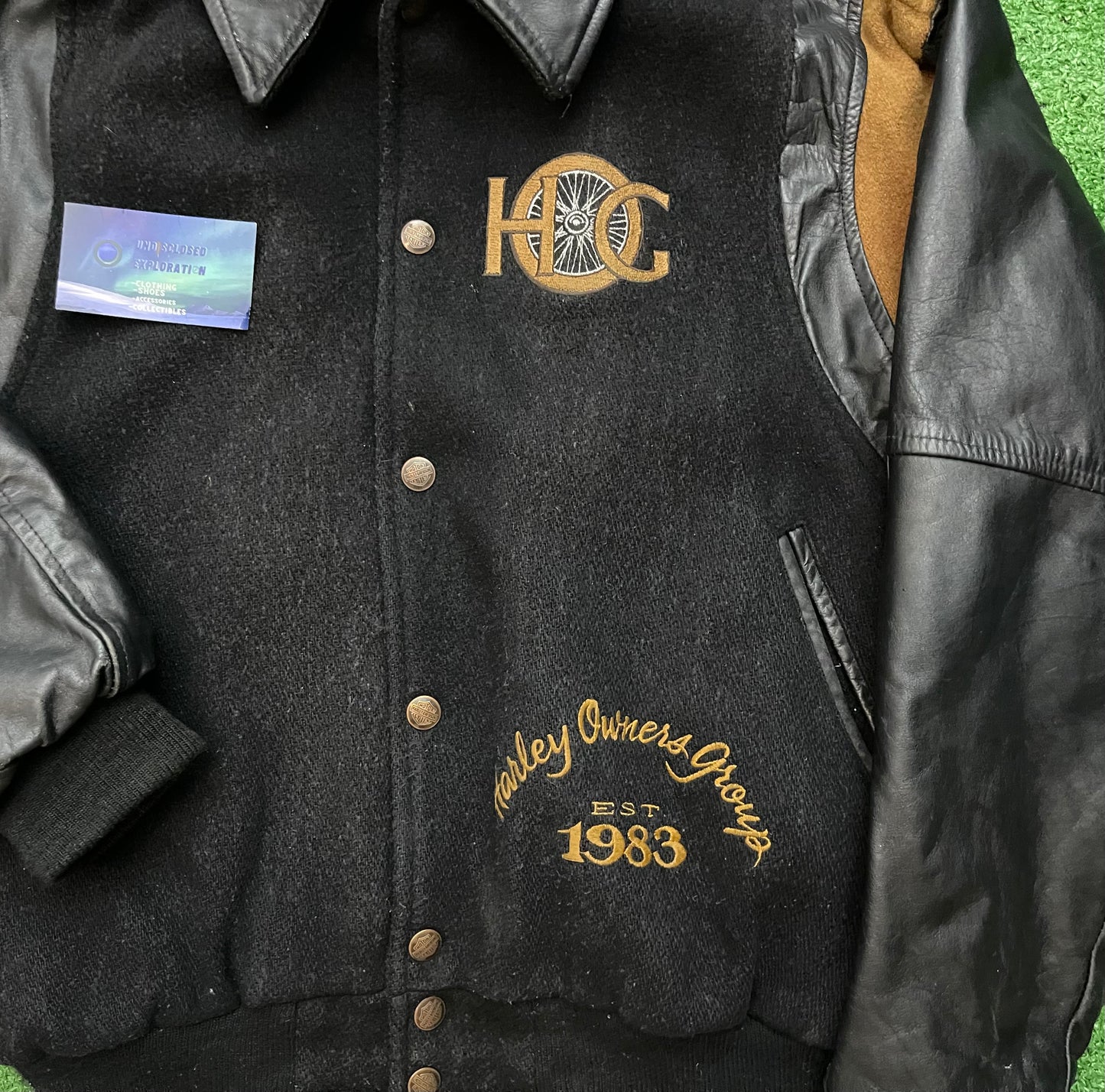 Vintage Harley Davidson H.O.G Leather Varsity Jacket Size Medium