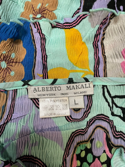 Alberto Makali multi color crinkly ruffled blouse