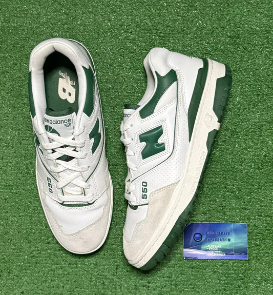New Balance 550 White Green 9.5 Men/11 Women “Preowned”