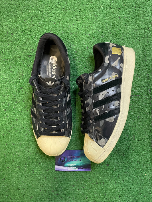 Adidas superstar X Bape undefeated black camo size 8.5men/10women